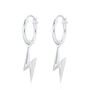 Lightning Bolt Charm Hoop Earrings, Sterling Silver Or Gold Plated, thumbnail 5 of 6