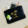 Palm Tree Initials Quilted Velvet Toiletry Bag, thumbnail 2 of 4