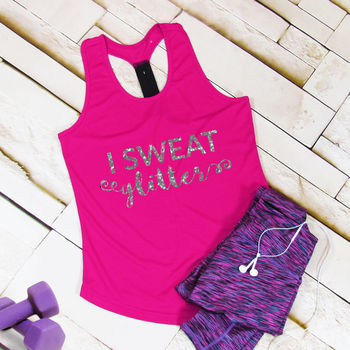 I Sweat Glitter Tri Dri Gym Vest By Perfect Personalised Gifts