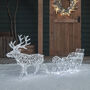 Dual LED White Rattan Battery Reindeer And Sleigh, thumbnail 1 of 3