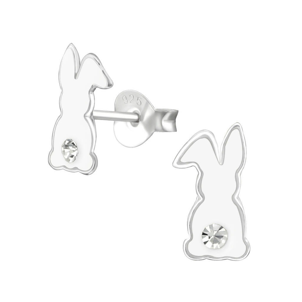 Sterling Silver White Rabbit Earrings In A Gift Tin By Treehouse ...