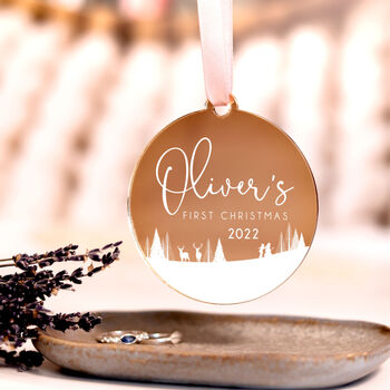 Gold Personalised Baby's 1st Christmas Tree Ornament, 5 of 7