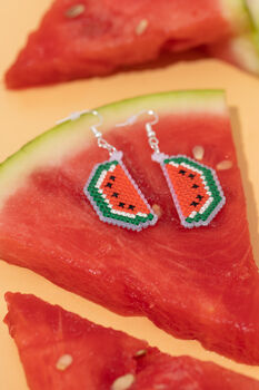 Make Your Own Watermelon Earrings Cross Stitch Kit, 3 of 4