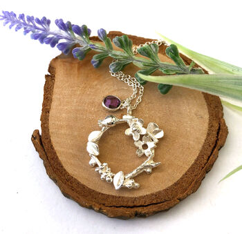 Birthstone And Botanical Wreath Necklace, 5 of 8