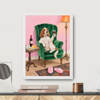 Your Own Dog Sipping Red Wine Wall Art Print, 4 of 4
