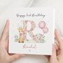 Girl 2nd Birthday Card Personalised Giraffe Elephant, thumbnail 1 of 7