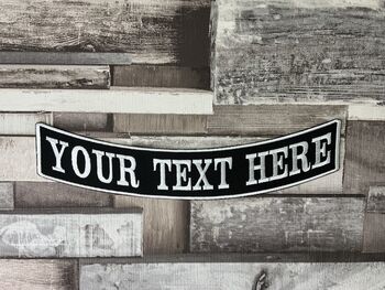 Large 29cm Bottom Arched Rocker One Line Personalised Text Embroidered Fabric Iron On Patch, 3 of 6