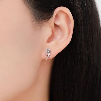 Oxidised Sterling Silver Rose Earrings, 2 of 12