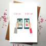 Love At First Swipe Card With Illustrated Couple, thumbnail 1 of 6