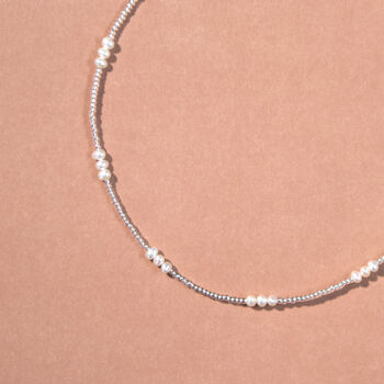 White Delicate Seed Pearl And Bead Necklace, 3 of 3