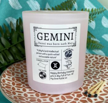 Personalised Gemini Horoscope Star Sign Candle, 2 of 11