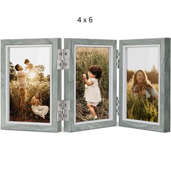 Grey Triple Picture Frames With 360° Folding Hinge, 10 of 12
