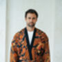 Red And Black Men's Full Length Batik Kimono Robe, thumbnail 5 of 6