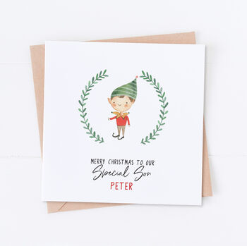 Personalised Elf Girl Christmas Card, 2 of 2