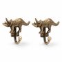 Vintage Brass Rhinoceros Wall Hooks Set Of Two, thumbnail 1 of 9