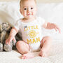 Varsity Big Man Dad And Baby Or Child T Shirt Set, thumbnail 3 of 5