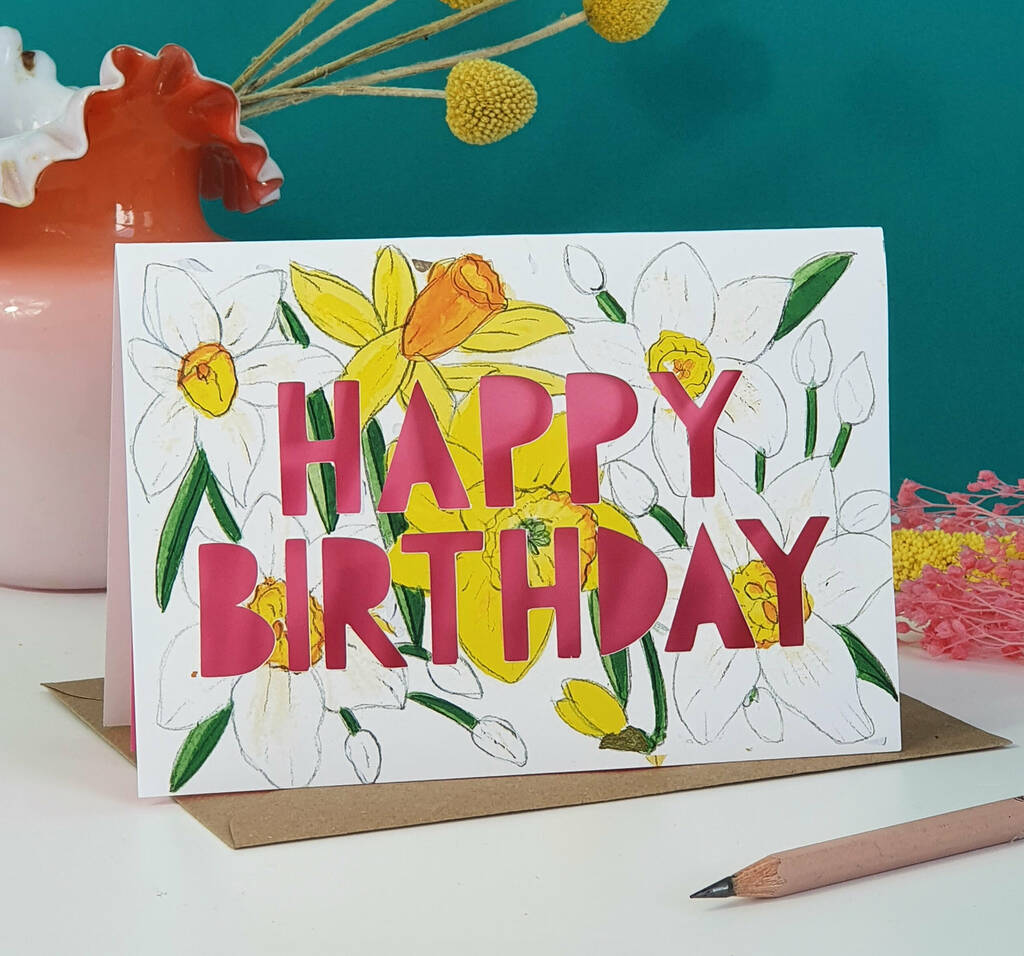 March Birth Flower Paper Cut Birthday Card, 1 of 4