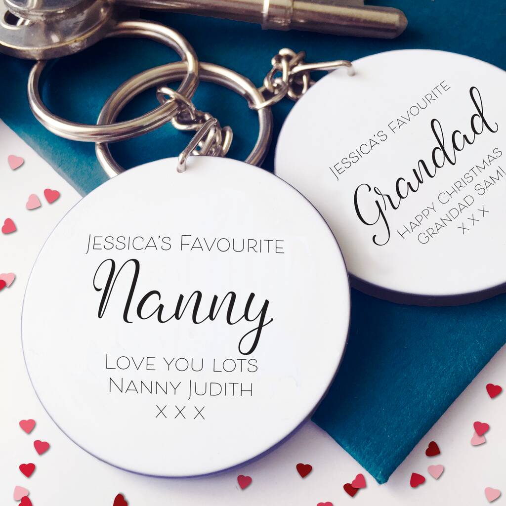 Image of My Favourite Nanny And Grandad Personalised Keyring Set