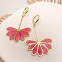 Pink Floral Statement Drop Earrings For Her, thumbnail 4 of 9