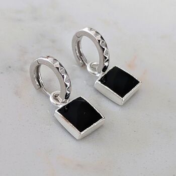The Square Black Tourmaline Earrings, Silver, 4 of 7