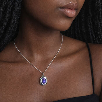 Personalised Sterling Silver Iolite Gemstone Locket Necklace With Photos, 2 of 9