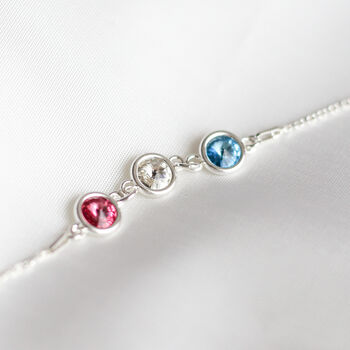 Three Birthstones Bracelet In Sterling Silver, 2 of 9