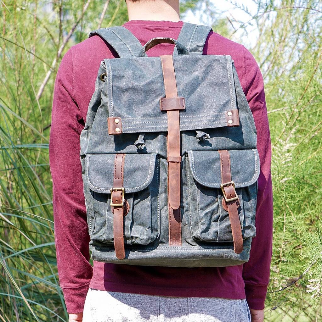 Military Style Waxed Canvas Backpack By EAZO | notonthehighstreet.com