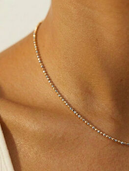Two Tone Thin Beaded Necklace – Mixed Metal Layering Chain, 3 of 5