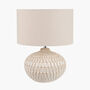 Warm White Textured Glazed Ceramic Table Lamp, thumbnail 3 of 10