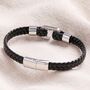 Personalised Hook Feature Leather Bracelet In Black, thumbnail 1 of 3