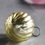 Small Twist Soft Matte Gold Glass Bauble Set Of Two, thumbnail 3 of 6