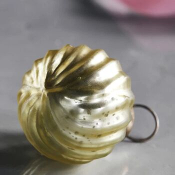 Small Twist Soft Matte Gold Glass Bauble Set Of Two, 3 of 6