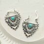 Sterling Silver Turquoise Triangle Hoops, thumbnail 4 of 6