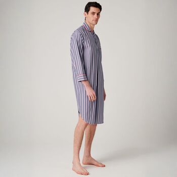 Men's 'Red Pop' Stripe Crisp Cotton Nightshirt, 2 of 4