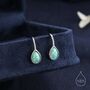 Sterling Silver Green Opal Droplet Drop Hook Earrings, thumbnail 1 of 10