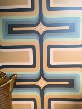 Retro Geometric Wallpaper Tan / Grey, 4 of 4
