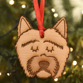 Dog Breed Wooden Natural Hanging Christmas Decoration, 9 of 12
