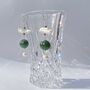 Gemstone Olive Green Pearl And Marcasite Earrings, thumbnail 1 of 2