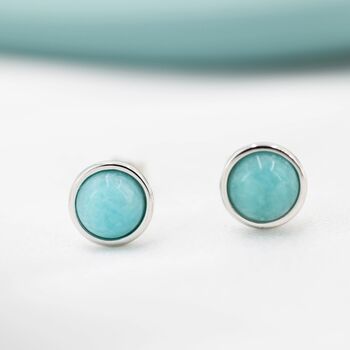 Sterling Silver 6mm Amazonite Stud Earrings, 6 of 12