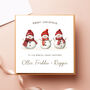 Personalised Snowman Triplets Boys And Girl Christmas Card, thumbnail 4 of 5