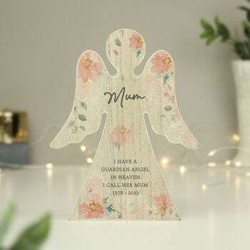 Personalised Memorial Wooden Angel Ornament, 2 of 4