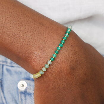 Gold Plated Green Ombre Stone Beaded Bracelet, 2 of 4