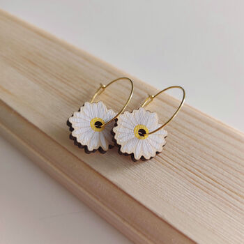 Daisy Charm Gold Plated Hoop Earrings, 6 of 7