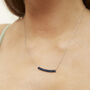Sterling Silver Concave Bar Necklace Blue, thumbnail 6 of 10