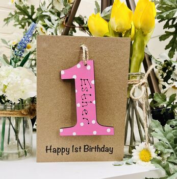 Personalised 1st Birthday No. One Wooden Keepsake Card, 2 of 10