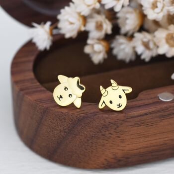 Sterling Silver Mismatched Baby Goat And Sheep Stud Earrings, 5 of 12