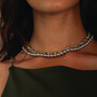 Sterling Silver Beaded Ball Chain Choker Necklace, thumbnail 5 of 10