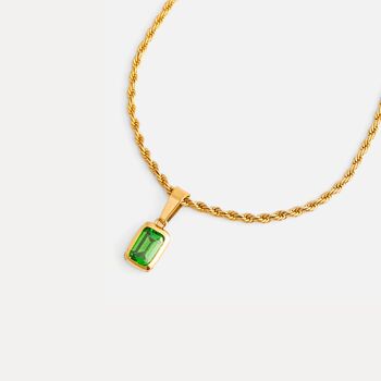 Silver Green Diamond Gem Pendant Necklace For Men, 8 of 12