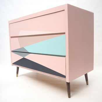 Mid Century Geometric Hand Painted Chest Of Drawers, 2 of 3