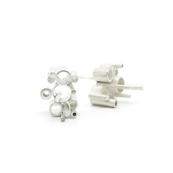 Brutalist Silver Stud Earrings | Megatropolis Earrings, 4 of 10